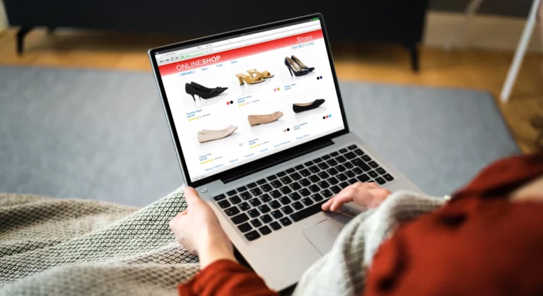 woman online shopping for shoes